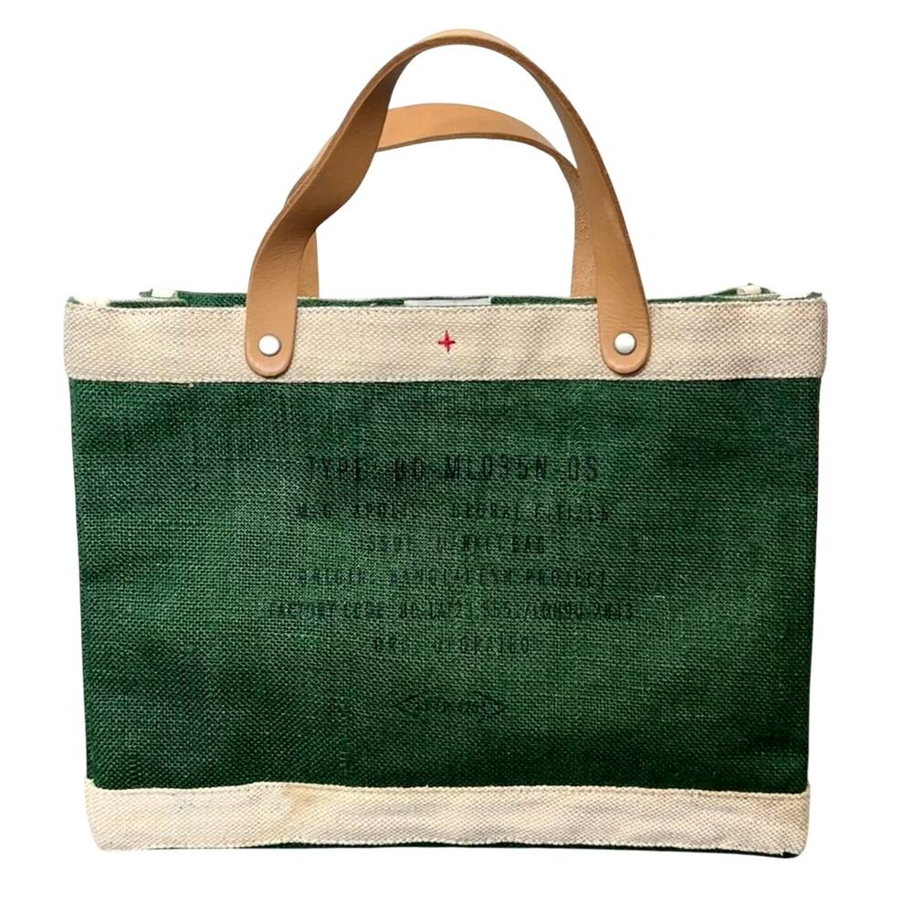 Apolis Global Citizen Magnolia Market Green Tote Bag 100% Natural Golden Jute - Picture 5 of 15